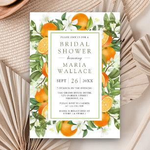 Rustic Tangerine Citrus Orange Photo Bridal Shower Invitation