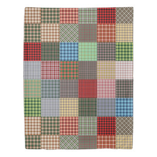 Rustic Tartan Patchwork Colorful Pattern Duvet Cover