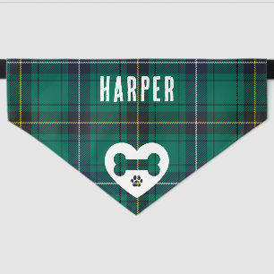 Rustic Tartan Plaid Custom Green Farmhouse Custom Pet Bandana Collar