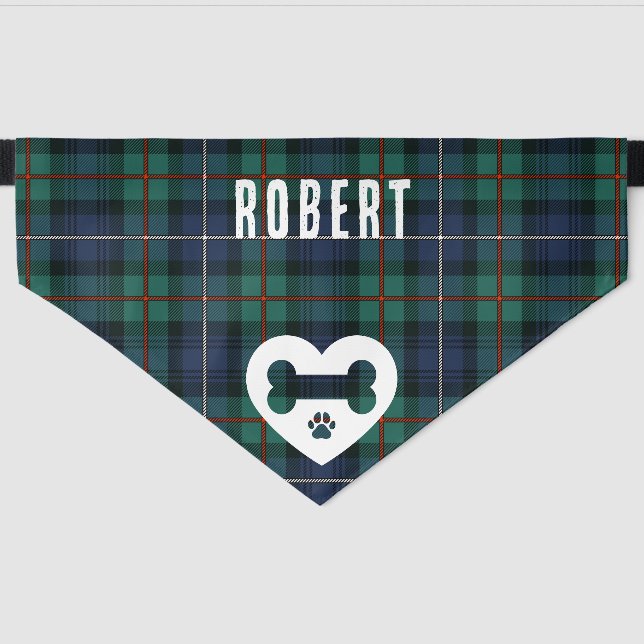 Rustic Tartan Plaid Custom Robertson Custom Pet Bandana Collar (Front)