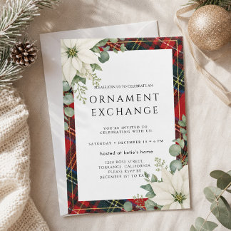Rustic Tartan Plaid Elegant Script Holiday Party Invitation