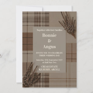 Rustic Tartan Plaid Heather Wedding Invitation S