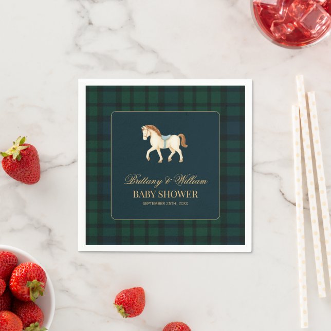 Rustic Tartan Plaid Horse Baby Shower  Napkins (Insitu)