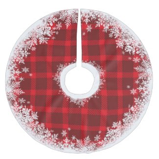 Rustic Tartan Plaid Snowflake Tree Skirt