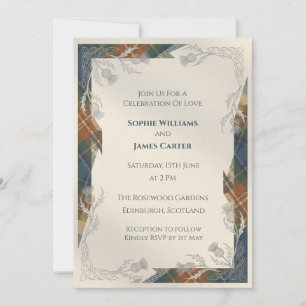 Rustic Tartan Thistle Celtic Wedding Suite Invitat Invitation