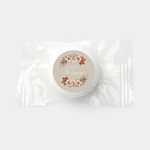 Rustic Taupe Fall Floral Happy Thanksgiving Life Saver® Mints
