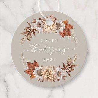 Rustic Taupe Fall Leaves Happy Thanksgiving
