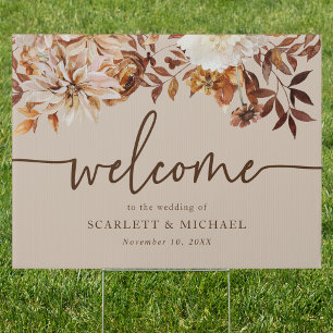 Rustic Taupe Fall Welcome Outdoor sign