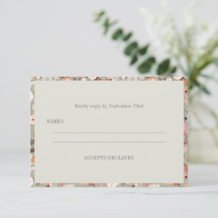 Rustic Taupe Floral Boho Minimalist Wedding Reply RSVP Card