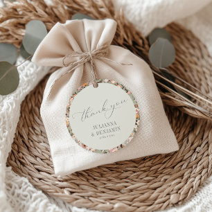 Rustic Taupe Floral Wedding Custom Name Thank You Favor Tags