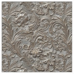 Rustic taupe tooled leather fabric