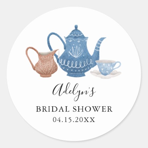 Rustic Tea Party Bridal Shower Favor Classic Round Sticker