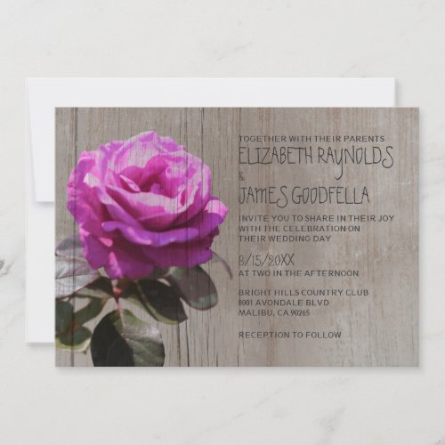 Rustic Tea Rose Wedding Invitations