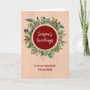 Rustic Teacher Christmas Holiday Card