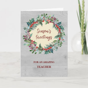 Rustic Teacher Christmas Holiday Card