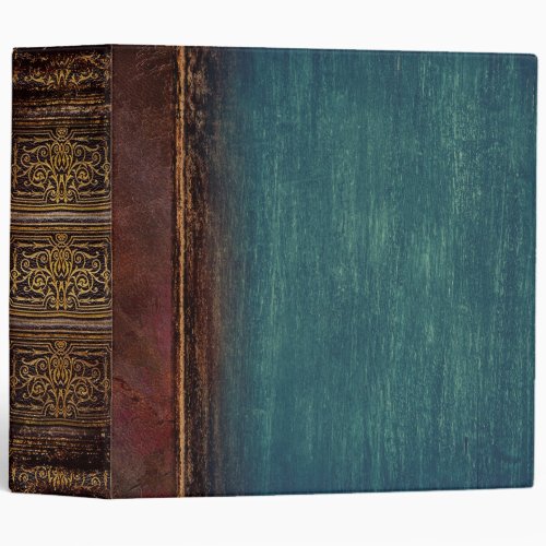 Rustic Teal and Brown Faux Aged Leather Old Tome 3 Ring Binder