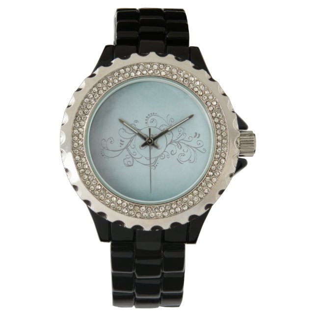 Rustic Teal and Grey Bohemian  Flourish Watch (Front)