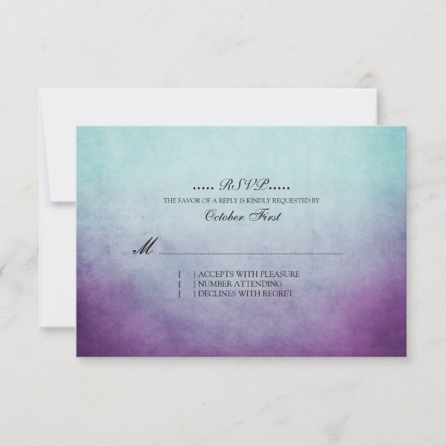 Rustic Teal and Purple Bohemian Wedding RSVP (Front)