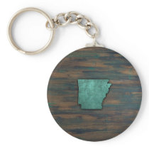 Rustic Teal Arkansas Shape Keychain