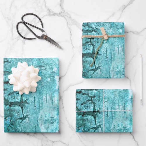 Rustic teal bark background deep rich saturated  wrapping paper sheets