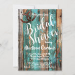 Rustic Teal Barn Wood Horseshoe Bridal Shower Invitation