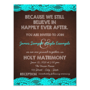 Redneck Wedding Invitations Zazzle Rustic Teal Blue And Brown Country Wedding Invitation