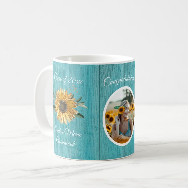 Rustic Teal Blue Barn Wood Coffee Mug (Front Left)