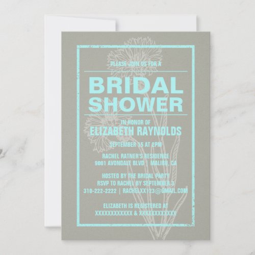 Rustic Teal Bridal Shower Invitations