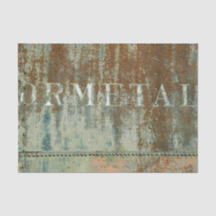 Rustic Teal Brown Vintage Texture Train Typography Tissue Paper