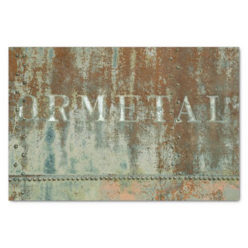 Rustic Teal Brown Vintage Texture Train Typography Tissue Paper