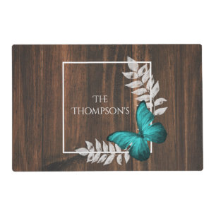 Rustic Teal Butterfly Personalized Placemat