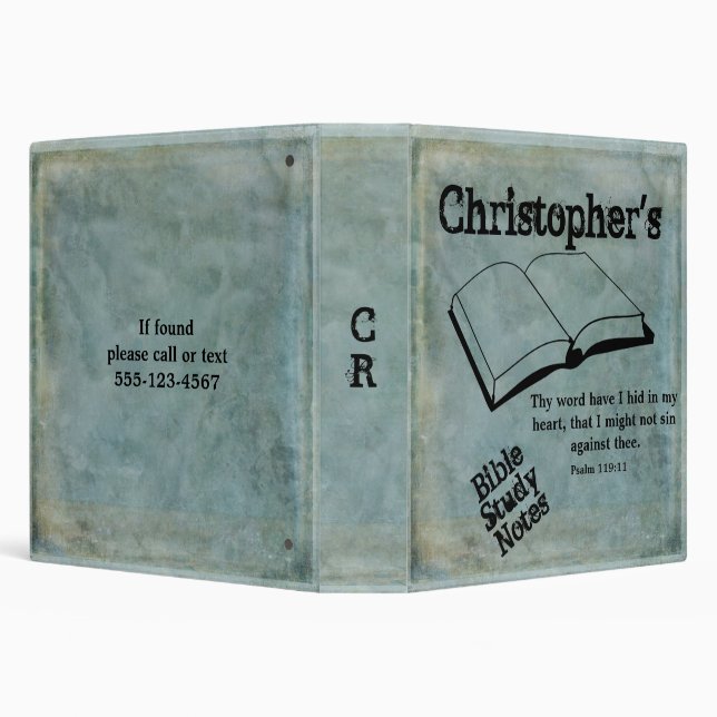 Rustic Teal Customizable Bible Study 3 Ring Binder (Background)