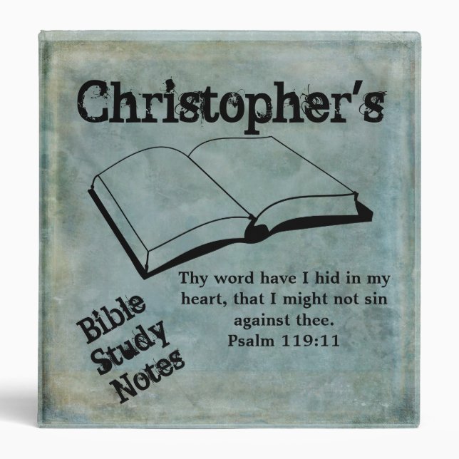Rustic Teal Customizable Bible Study 3 Ring Binder (Front)