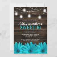 Rustic Teal Daisy Mason Jar Lights Sweet 16