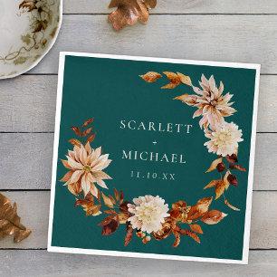 Rustic Teal Floral Napkins