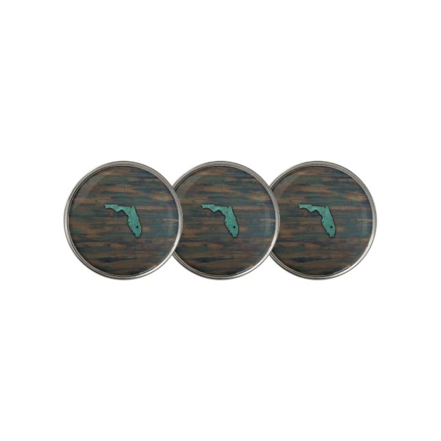 Rustic Teal Florida Shape Golf Ball Marker (3 Up)