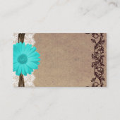 Rustic Teal Gerber Daisy Wedding Place Cards (Back)