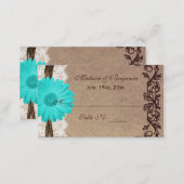 Rustic Teal Gerber Daisy Wedding Place Cards (Front/Back)