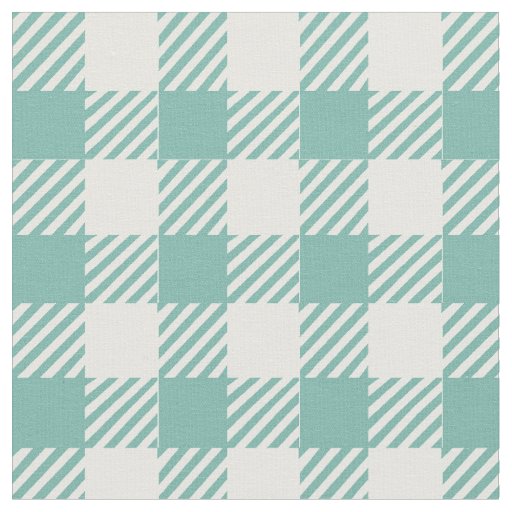 Rustic Teal Gingham Buffalo Plaid  Fabric