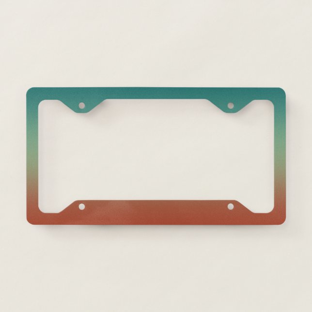 Rustic teal green sea green and brown red gradient license plate frame (Front)