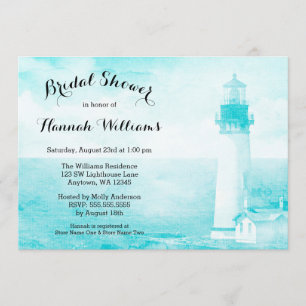 Rustic Teal Lighthouse Bridal Shower Invitation