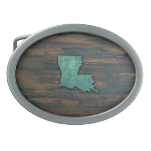 Rustic Teal Louisiana Shape Belt Buckle