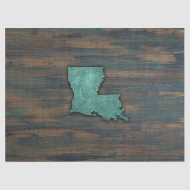 Rustic Teal Louisiana Shape Tissue Paper (Front)