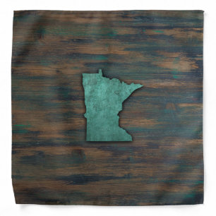 Rustic Teal Minnesota Shape Bandana