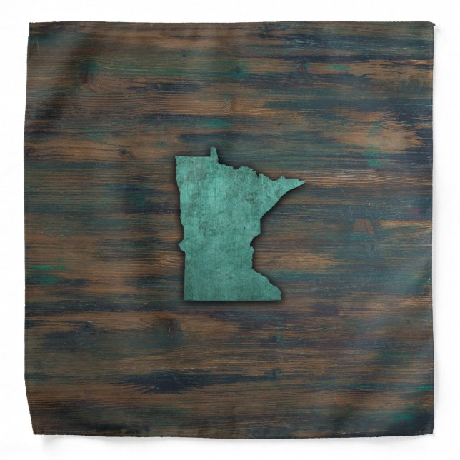 Rustic Teal Minnesota Shape Bandana (Front)
