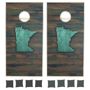 Rustic Teal Minnesota Shape Cornhole Set