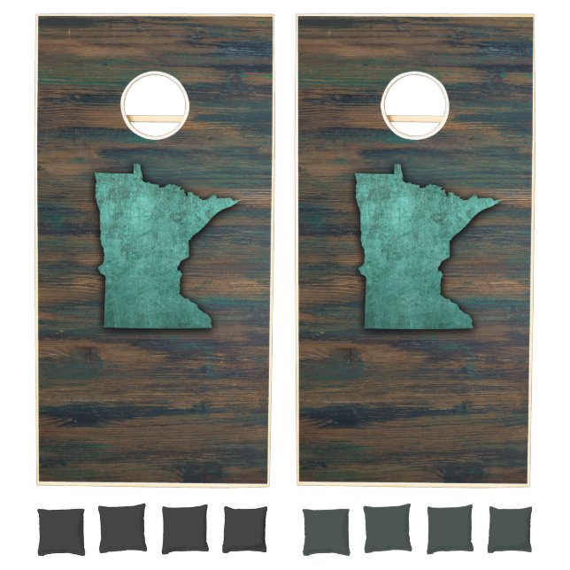 Rustic Teal Minnesota Shape Cornhole Set (Set)