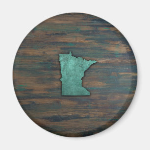 Rustic Teal Minnesota Shape Magnet