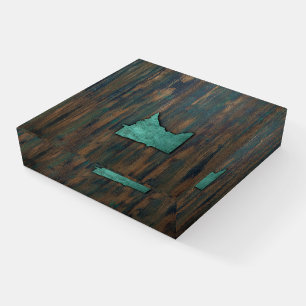 Rustic Teal Minnesota Shape Paperweight