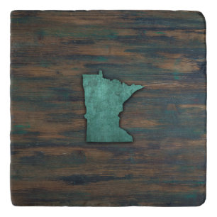 Rustic Teal Minnesota Shape Trivet